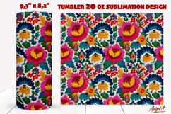 Folk art flowers tumbler Colorful Floral embroidery design Product Image 1