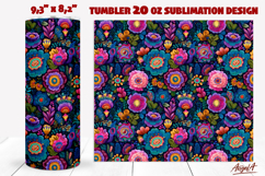 Purple Floral ethnic pattern PNG Folk art flowers tumbler Product Image 1
