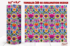 Summer Floral ethnic pattern PNG Folk art flowers tumbler Product Image 1