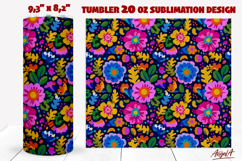 Folk art flowers tumbler design Floral 20 oz tumbler wrap Product Image 1