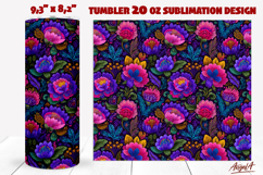 Hand drawn Floral tumbler Purple Ethnic pattern Folk art Product Image 1