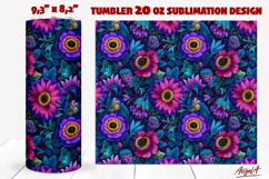 20 Oz Floral tumbler Purple pink Ethnic pattern Folk art Product Image 1