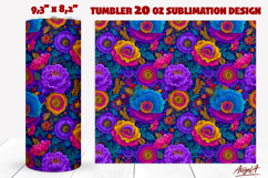20 Oz Floral tumbler Neon Purple Ethnic pattern Folk art Product Image 1