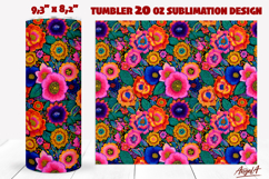 Pink Floral tumbler Ethnic pattern Folk art Product Image 1