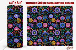 Folk art flowers tumbler Violet Floral embroidery design Product Image 1