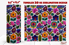 Folk art flowers tumbler Colorful Floral embroidery design Product Image 1