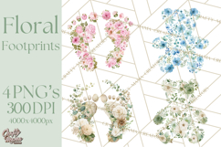 Baby Shower Clipart, Floral Baby Footprints Clipart Png Product Image 1