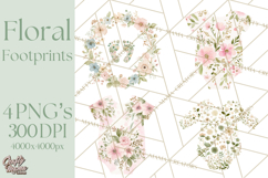 Baby Shower Clipart, Floral Baby Footprints Clipart Png Product Image 1