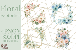 Baby Shower Clipart, Floral Baby Footprints Clipart Png Product Image 1