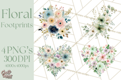 Baby Shower Clipart, Floral Baby Footprints Clipart Png Product Image 1