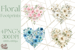 Baby Shower Clipart, Floral Baby Footprints Clipart Png Product Image 1