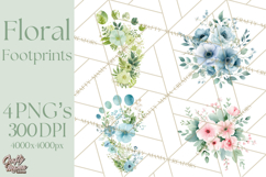 Baby Shower Clipart, Floral Baby Footprints Clipart Png Product Image 1