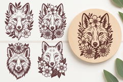 Floral Fox SVG Bundle | 33 Flower Monoline Fox Cut Files Product Image 2