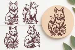 Floral Fox SVG Bundle | 33 Flower Monoline Fox Cut Files Product Image 3