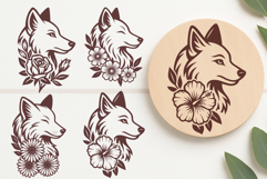 Floral Fox SVG Bundle | 33 Flower Monoline Fox Cut Files Product Image 4