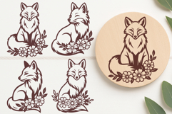 Floral Fox SVG Bundle | 33 Flower Monoline Fox Cut Files Product Image 5
