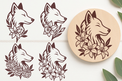 Floral Fox SVG Bundle | 33 Flower Monoline Fox Cut Files Product Image 7