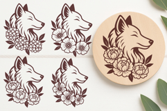 Floral Fox SVG Bundle | 33 Flower Monoline Fox Cut Files Product Image 8