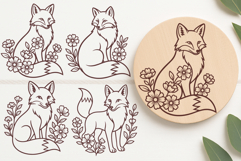 Floral Fox SVG Bundle | 33 Flower Monoline Fox Cut Files Product Image 9