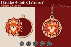 Hanging Floral fox Ornament Product Image 1
