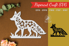 Floral Fox Paper Cut SVG Product Image 1