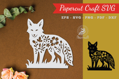 Floral Fox Paper Cut SVG Product Image 1