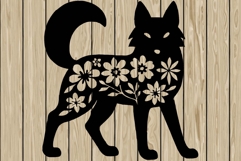 Floral fox standing stencil silhouette SVG Product Image 1