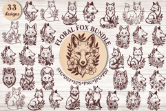 Floral fox SVG bundle — 33 monoline foxes and fox faces with flowers, SVG for Cricut, Silhouette, engraving, laser cut, nursery, decor, spring crafts.