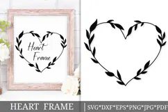Floral Wreath Svg Cut File. Heart Leaves Laurel Frame Png. Product Image 1