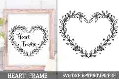 Floral Wreath Svg Cut File. Heart Leaves Frame Png Clipart. Product Image 1