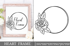 Flowers Wreath Svg Cut File. Circle Floral Frame Png Clipart Product Image 1