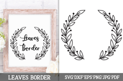 Floral Border Svg Cut File. Circle Leaves Frame Png Clipart. Product Image 1