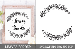 Floral Border Svg Cut File. Circle Leaves Frame Png Clipart. Product Image 1
