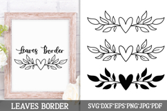 Floral Borders SVG Cut File. Heart Laurel Leaves Divider PNG Product Image 1