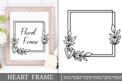 Floral Wreath Svg Cut File. Square Leaves Frame Png Clipart. Product Image 1