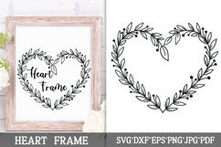 Floral Wreath Svg Cut File. Heart Leaves Frame Png Clipart. Product Image 1