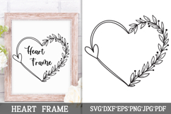 Floral Wreath Svg Cut File. Heart Leaves Frame Png Clipart. Product Image 1