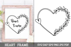 Floral Wreath Svg Cut File. Heart Leaves Frame Png Clipart. Product Image 1