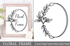 Floral Wreath Svg Cut File. Heart Leaves Frame Png Clipart. Product Image 1
