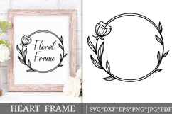 Flower Wreath Svg Cut File. Circle Floral Frame Png Clipart Product Image 1