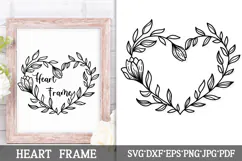 Floral Wreath Svg Cut File. Heart Leaves Frame Png Clipart. Product Image 1