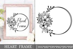 Flowers Wreath Svg Cut File. Circle Floral Leaves Frame Png. Product Image 1