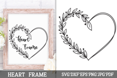 Floral Wreath Svg Cut File. Heart Leaves Frame Png Clipart. Product Image 1
