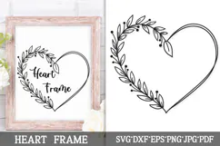 Floral Wreath Svg Cut File. Heart Leaves Frame Png Clipart. Product Image 1