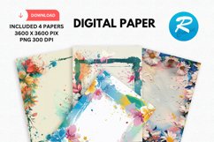 Floral Frame Digital Paper, Floral Background Product Image 1