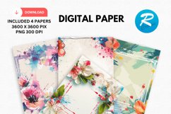 Floral Frame Digital Paper, Floral Background Product Image 1