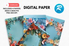 Floral Frame Digital Paper, Floral Background Product Image 1