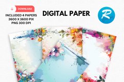 Floral Frame Digital Paper, Floral Background Product Image 1