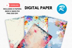 Floral Frame Digital Paper, Floral Background Product Image 1