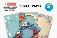 Floral Frame Digital Paper, Floral Background Product Image 1